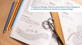 Detail spread werkboek kleurpotloden creatief met biologie 